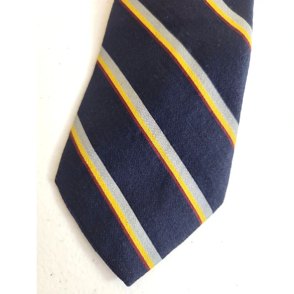 Jsaco Neck Tie Black Gray Striped Wool Blend Made in Italy Classic Business Work